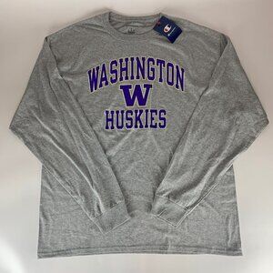 Washington Huskies NCAA Gray Champion Long Sleeve Crewneck Shirt Mens XL New